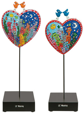 James Rizzi: 2 Porzellanherzen mit Künstlermotiven "Love" im Set - Bild 1